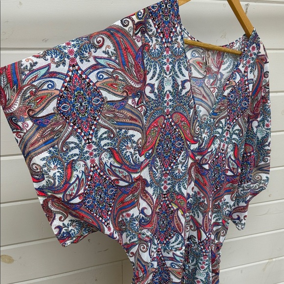 Luli Fama Multi-Color Paisley Print Swimsuit Cover Women's XS - Picture 4 of 12